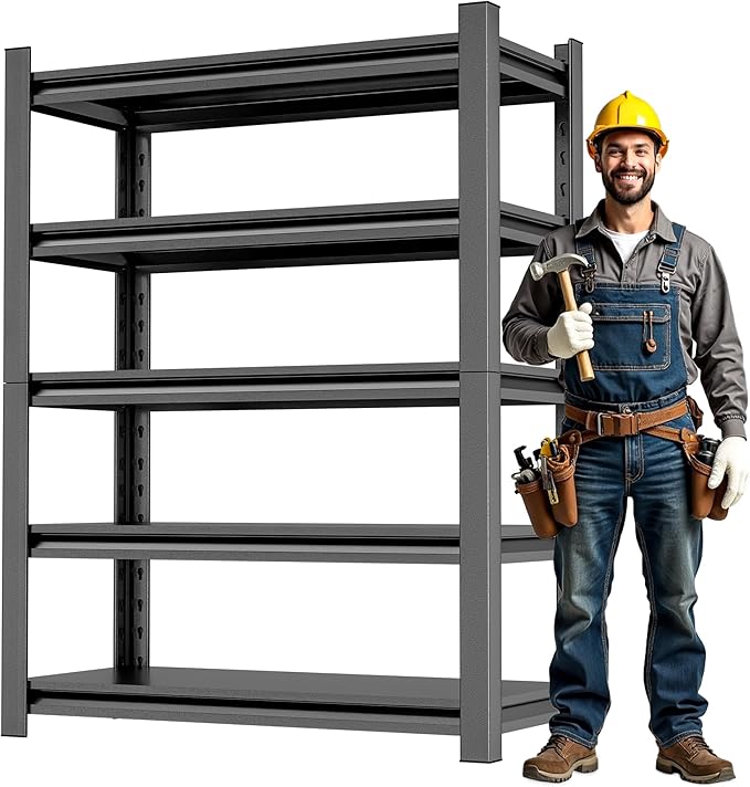 Heavy Duty Garage Shelving,72" Hx36 Wx16 D 5-Tier Storage Shelves,3000 lbs Capacity,Easy Assembly Adjustable Stainless Metal Shelf,Suitable for Garage Basement Office Farmhouse etc