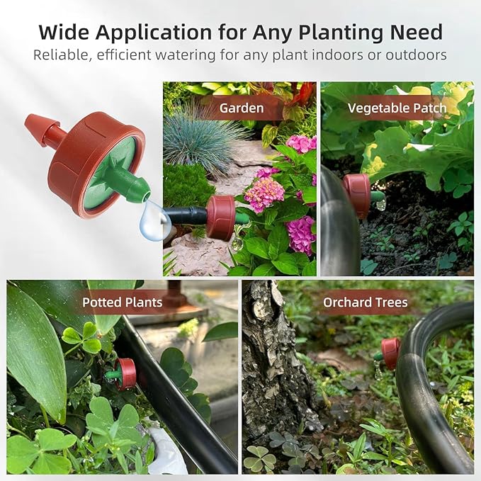 30PCS 0.25 GPH Pressure Compensating Drip Irrigation Spot Watering Drippers/Emitters, Self-Cleaning Constant Flow Drip Irrigation Emitters Heads Irrigation Drippers Parts for Drip Irrigation System