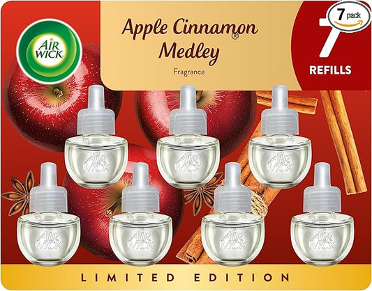 Air Wick Plug In Scented Oil Refill,Fall Scent, Fall Décor, Apple Cinnamon Medley, 7 ct