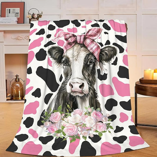 Cow Blanket Cows Throw Blanket Soft Warm Cozy Fuzzy Plush Cows Throw Blanket Gifts for Girls Women Cow Lightweight Fleece Flannel Gift Blankets for Kids Adults 60"X80"