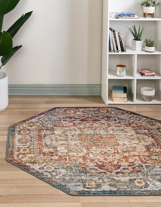 Unique Loom Isabella Collection Area Rug - Adjani (7' 10" Octagon, Multi/ Beige)