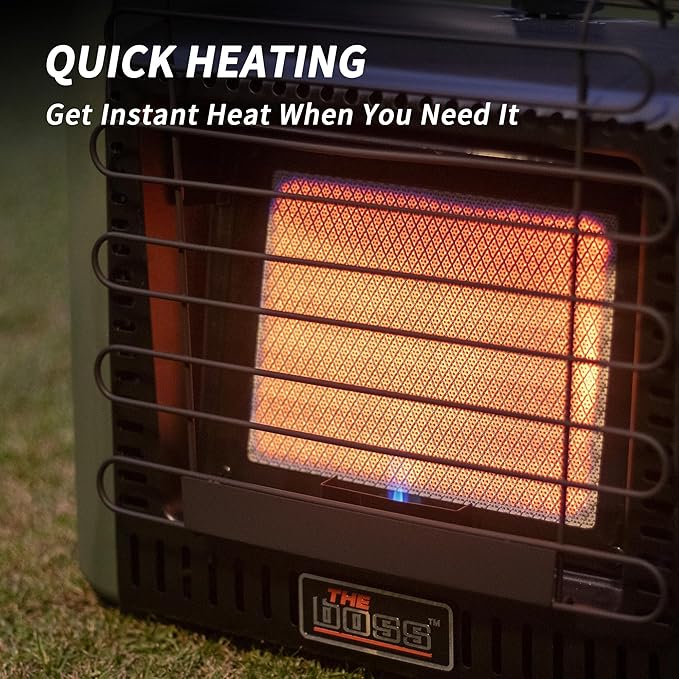THE BOSS Propane Heater Indoor Large, 12000 BTU Portable Heater Outdoor Use Propane, Outdoor Space Heater for Camping