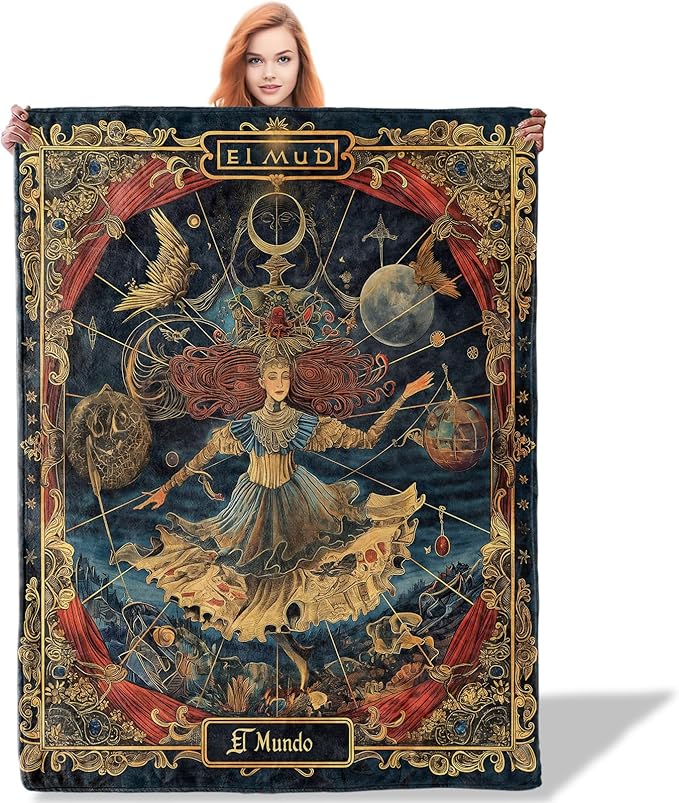 Tarot Throw Blanket 50"x60", Mystical Tarot Blankets for Living Room Bedroom Decor, Soft Flannel Polyester Warm Cozy Gifts for Tarot Lovers