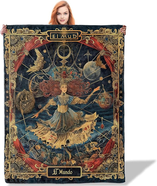 Tarot Throw Blanket 40"x50", Mystical Tarot Blankets for Living Room Bedroom Decor, Soft Flannel Polyester Warm Cozy Gifts for Tarot Lovers