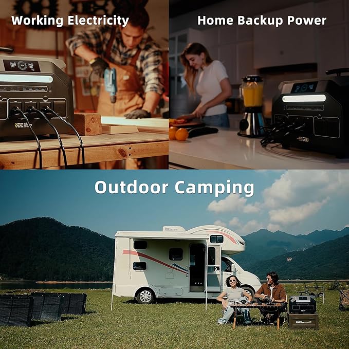 IEE 2400W/2048Wh Solar power station,P2400 Solar Generator(5000W Peak) With 500W Solar Panel,1800W Super Fast Charging,APP Control Emergency Power Station for Home, Camping, Power Outages