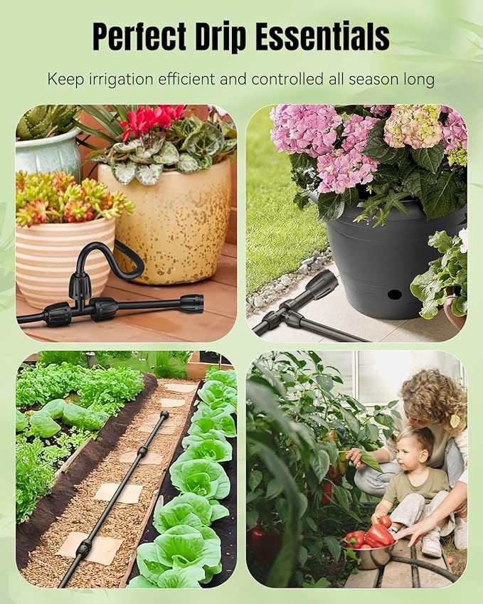 Pawfly 10 Pcs 1/2" Irrigation End Cap for 1/2" Irrigation Tubing (1/2" ID x 0.64" OD), 1/2" Drip Irrigation Fittings with Lock Nuts, Barbed Drip Tubing Connectors for Garden Irrigation System