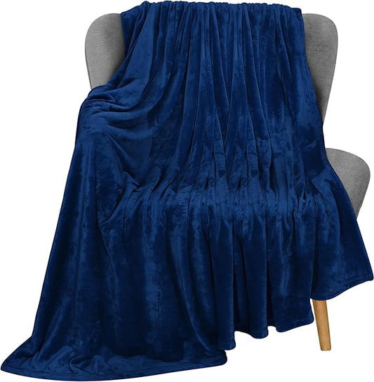 Utopia Bedding Fleece Blanket Throw Size Navy 300GSM Luxury Anti-Static Fuzzy Soft Microfiber Blanket for Couch, Sofa and Bed (60x50 Inch)