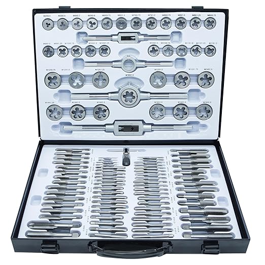110PCS Tap and Die Set, Metric Size M2-M18 Standard Threading Tool with Adjustable Handles, Accessories and Storage Case for Cutting External and Internal Threads
