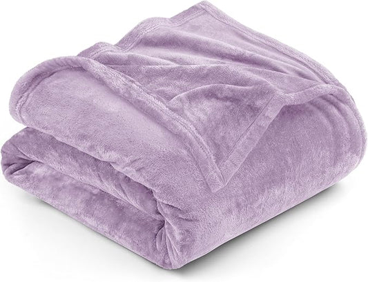 Utopia Bedding Fleece Blanket Queen Size Lilac 300GSM Luxury Fuzzy Soft Anti-Static Microfiber Bed Blanket (90x90 Inch)