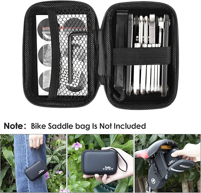 WOTOW Bike Repair Tool Kit - 21 in 1 Bicycle Multitool Portable Mountain Bike Tool Kit Emergency Maintenance, Bike Hex Key Wrench & Tube Patch Kit & Tire Lever & Hard Carrying Case (21 in 1)