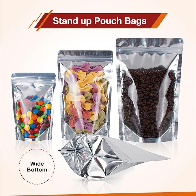 BELLE KR® 5x8 Mylar Bags Stand Up - Pack Of 1000-7.5mil Thick - Clear Mylar Bags with See Through Window for Freeze Dryer