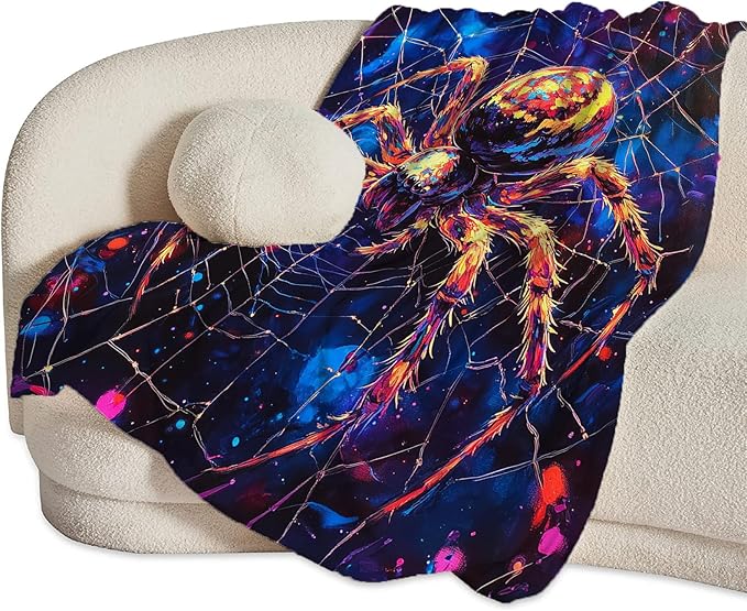 Spider Throw Blanket Spider Web Gifts for Dad Men Boys Plush Cozy Flannel Fleece Fuzzy Party Blankets 80"X60"