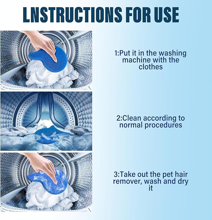 Pet Hair Remover for Laundry, Reusable Dog & Cat Hair Remover Tool, Effectively Removes Pet Hair, Lint and Dander from Bedding and Clothing, Suitable for Washing Machines, Dryers 4PCS