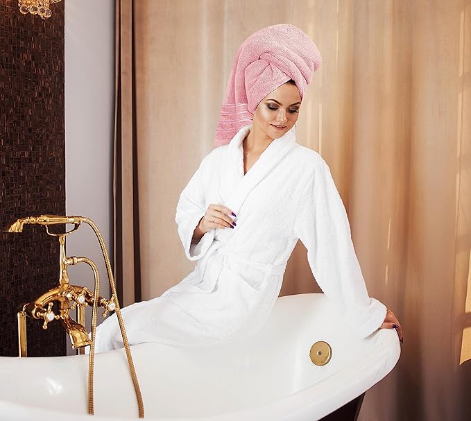 Utopia Towels 8 Piece Luxury Towel Set, 2 Bath, 2 Hand, and 4 Wash Cloths, 600 GSM Ring Spun Cotton, Highly Absorbent Viscose Stripe Towels, Ideal for Everyday use, Dusty Pink