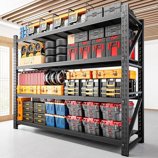 7000LBS Storage Shelves,79" W Garage Shelving Heavy Duty Metal Adjustable Garage Shelves, Shelving Units Industrial Shelving for Warehouse,79" W x 24" D x 79" H,Black
