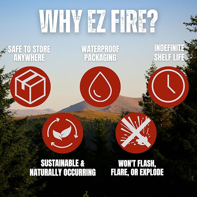 – 25 Pack All-Natural Fire Starters for Campfires, Fire Pits, BBQs & Fireplaces – Long Burning, Weather-Resistant, Non-Toxic + Survival Frog Rechargeable Lighter Kit