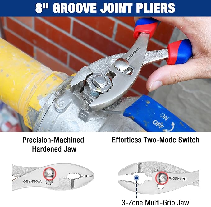 WORKPRO Pliers Set 4-piece Locking Plier Slip-joint Plier Groove Joint Pliers and Adjustable Wrench Home Maintenance Tool Kit