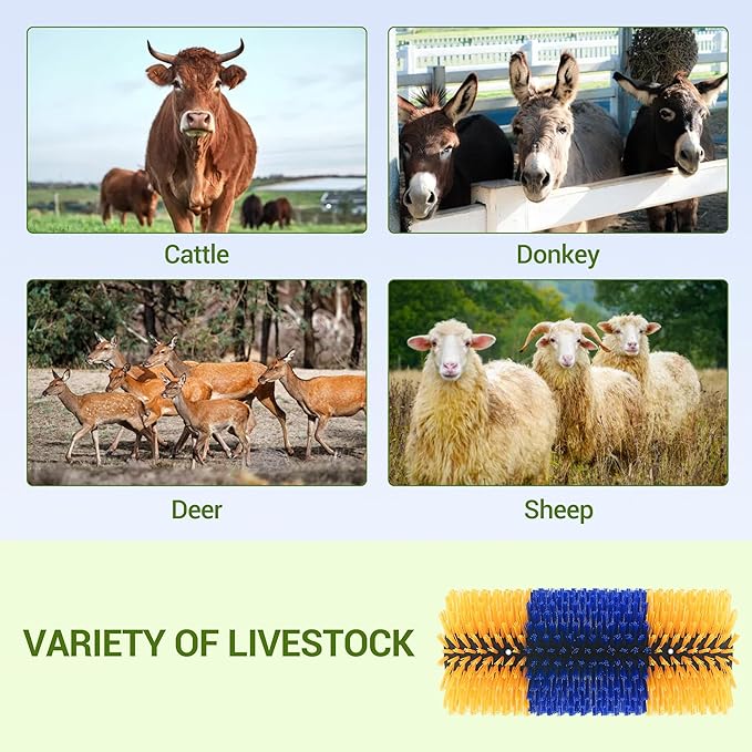 4 Pack Livestock Scratching Brush Horse Massage Grooming Brushes with 8 Screws for Goat,Cattle,Cow,Sheep, Horses,Pigs and Other Animal Back Scratching