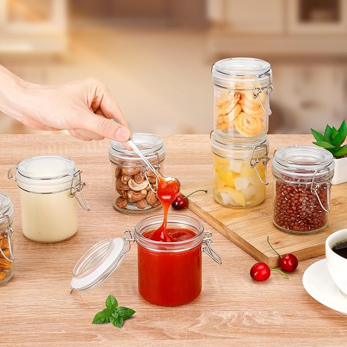 12 Pack Spice Jars, 8 oz Glass Containers with Airtight Lids, Small Herb Jars with Labels for Kitchen Storage