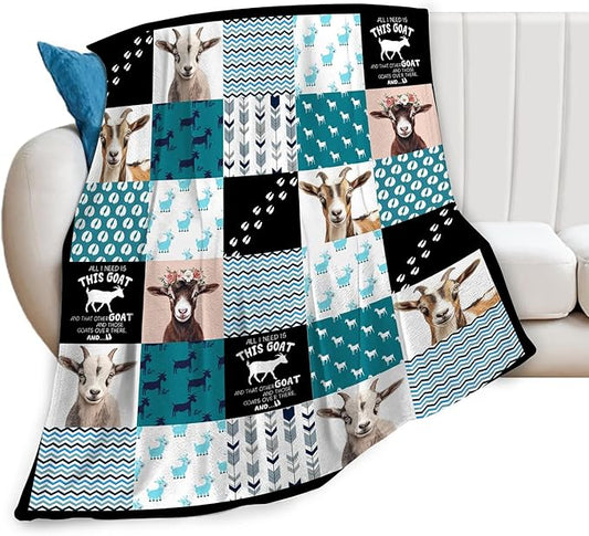 Super Soft Warm Goat Animal Throw Blanket - Cozy Plush Fluffy Sheep Lightweight Fleece Flannel Gifts for Women, Girls, Kids & Adults - 50"X40"