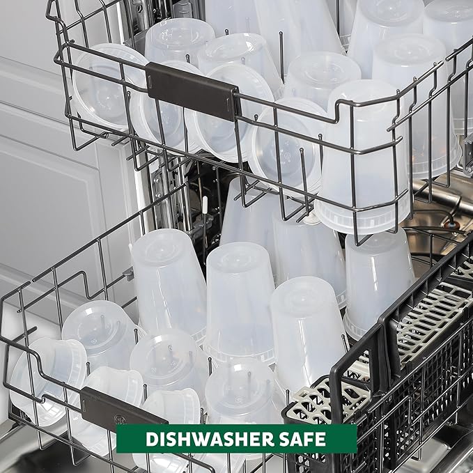 Freshware Food Storage Containers with Lids [8/16/32 oz x 20 each, 60 sets] Deli Containers, Microwave and Freezer Safe, Stackable, Leakproof, BPA Free, Clear