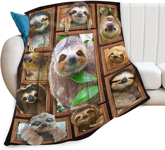 Tijuboni Sloth Throw Blanket Sloth Gifts for Girls Boys Women Men Kids Adults Soft Flannel Fleece Blanket for Couch Sofa Bed Home Decor 50"x60"