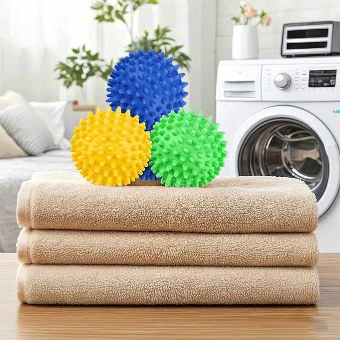6 Pack Laundry Balls for Dryer, Dryer Balls Laundry Reusable, Dryer Ball Plastic Pellet Packs for Fabric Soften, Reduce Wrinkle and Less Static Cling-Mix