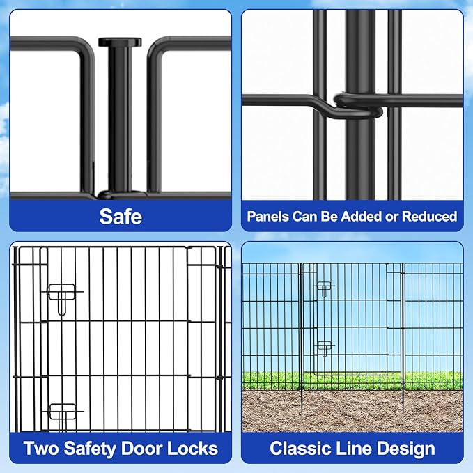 INJOPEXI Decorative Metal Garden Fence 6 Panels 11.8ft (L)×30in (H) Garden Fence Outdoor 5 Fence Panels + 1 Gate Rustproof Wire No Dig Temporary Garden Fencing Animal Barrier Fencing for Yard Patio