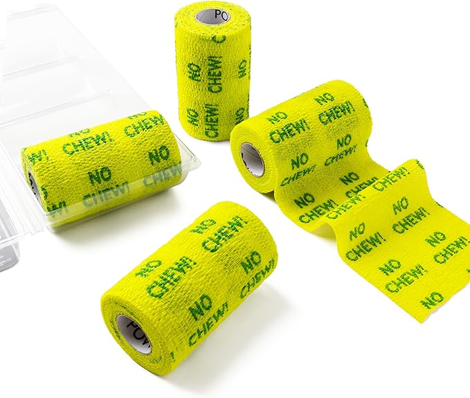 PowerFlex Equine – Extra Strong Self-Adhering Bandage Wrap – Wound Care, Compression & Support Bandage for Horses, Cows & Dogs – No Chew, 4 inch, 4 Rolls (Resealable Case)