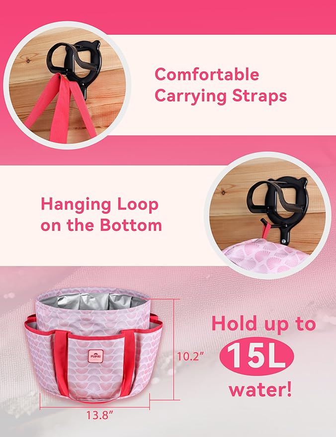 9PCS Horse Grooming Kit Curry Comb Sweat Scraper Horse Bathing Supplies Grooming Tools with Storage Bag Pink Garnet