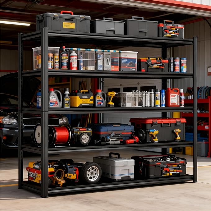 72'' Garage Storage Shelves,5-Tier Shelving Unit,Metal Shelving Capable of Bearing 3000lbs, Suitable for Warehouse, Kitchen,Basement, Garage Shelf