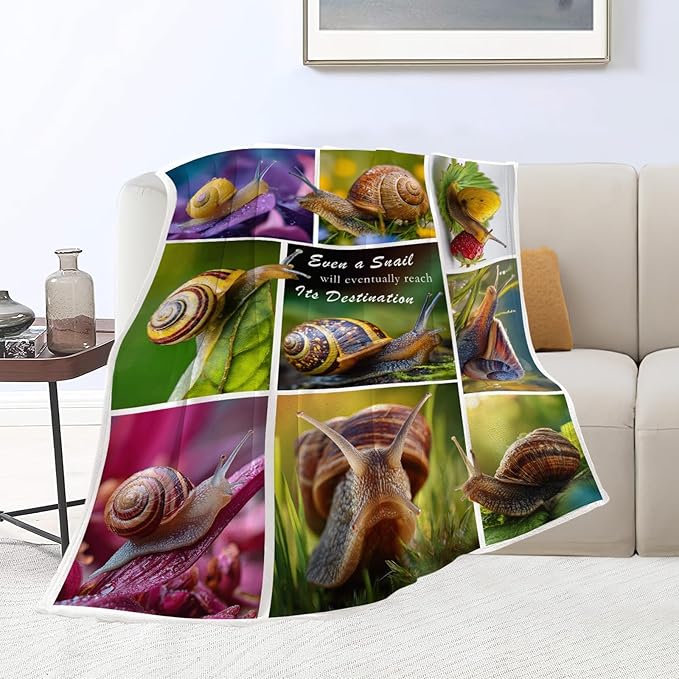 Snail Blanket Snail Lover Throw Blankets Gifts for Girls Boys Kids Soft Cozy Fleece Plush for Couch Sofa Bed 80"x60"
