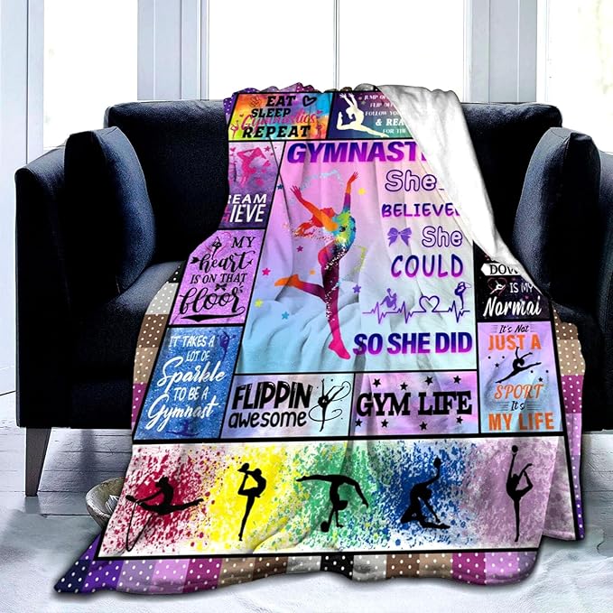 Gymnastics Throw Blanket Plush Fleece Soft Lightweight Flannel Fleece Blankets Decor for Couch Sofa Living Room Bedding 50"X40"