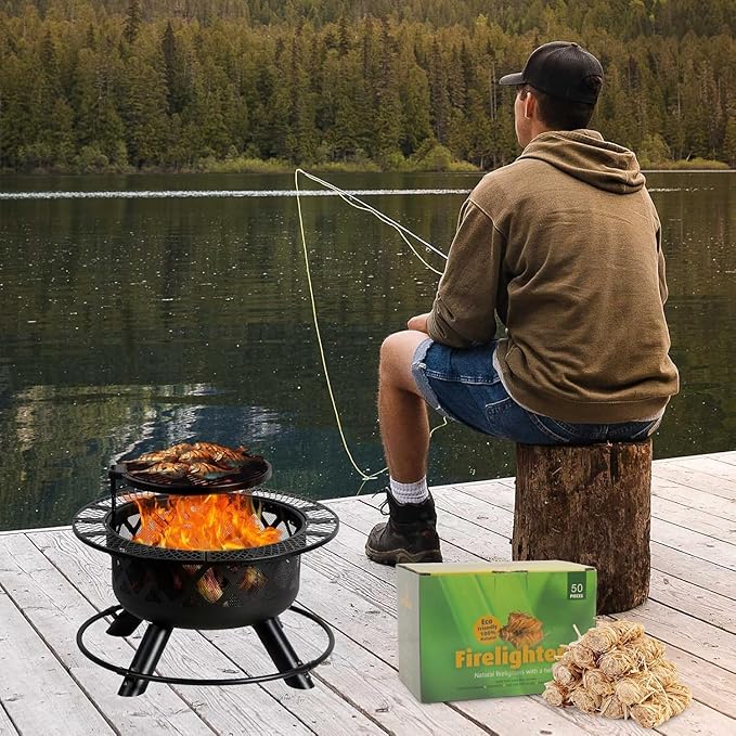 GEEKHOM 50-Piece Wax Fire Starters: All-Weather Natural Firelighters for Grill, Wood Stove, Pizza Oven & Campfire, Eco-Friendly