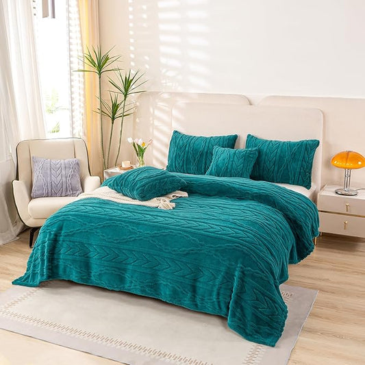 YUSOKI Sherpa Twin XL Blanket(Without Pillows)-3D Stylish Design Super Soft Blankets for Teen Girls Women Couch Bed Sofa Chair Men Boys Gift(Teal,65"x90")