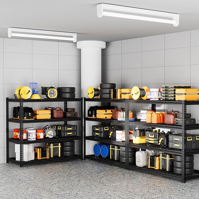 4-Tier 60" W X 24" D X 60" H Garage Shelves 2500LBS Heavy Duty Shelving Adjustable Basement Storage Garage Shelf Metal Storage Rack Units Industrial Shelving