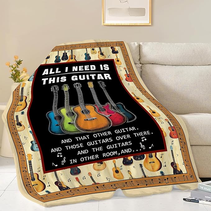 Guitar Blanket, Music Guitar Throw Blanket Gifts Blankets Stuff Fleece Flannel Plush for Girls Women Men Boys Lovers Adults Soft Bedding Gift for Sofa Bed Office Home Decor 40"X50"