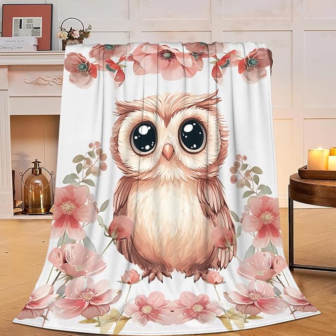 Owl Blanket Owls Throw Blanket Soft Warm Cozy Fuzzy Plush Cute Owls Throw Blanket Gifts for Girls Women Owl Lightweight Fleece Flannel Gift Blankets for Kids Adults 50"X60"