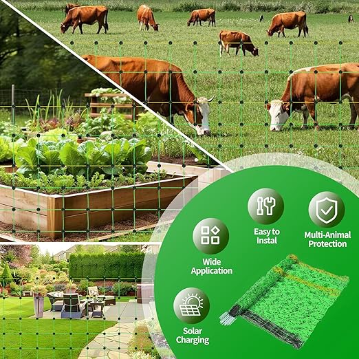 Electric Fence Netting, 49.6" H x 164' L, Portable Livestock Nets Mesh for Hogs, Chickens, Ducks, Geese, Hogs, Turkey, PE Net Fencing Used in Backyards, Farms and Ranches and Gardens