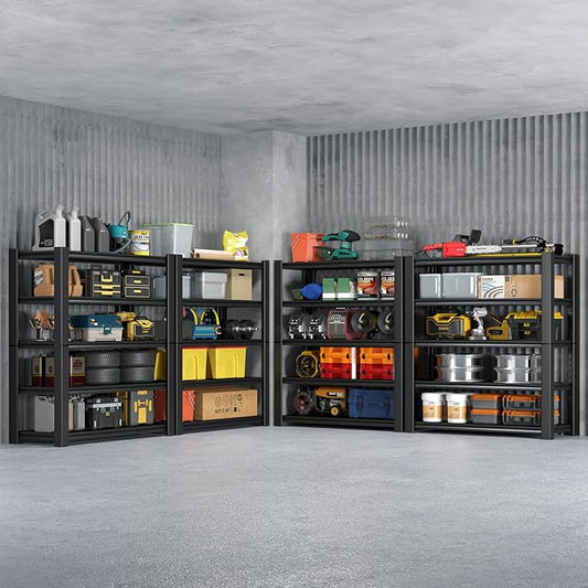 Heavy Duty 5-Tier Garage Storage Shelving Unit, Boltless Metal Rack for Garage Organization, Adjustable Freestanding Steel Shelf, Black, 76H x 60W x 24D