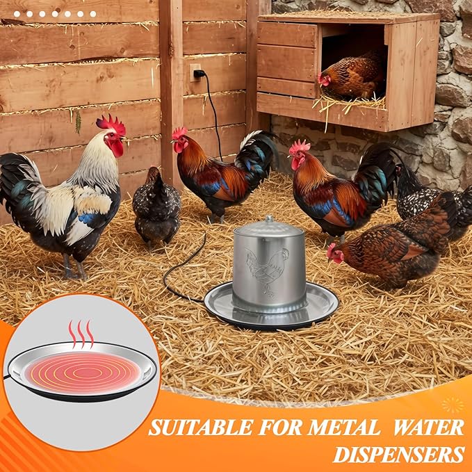 2 PCS Chicken Water Heater for Winter 110V 38W Poultry Drinker Heater Base Surface Temperature can Reach About 140 Fahrenheit Degree Chicken Waterer Electric Deicer Heated Base (10.8 Inch, Black)