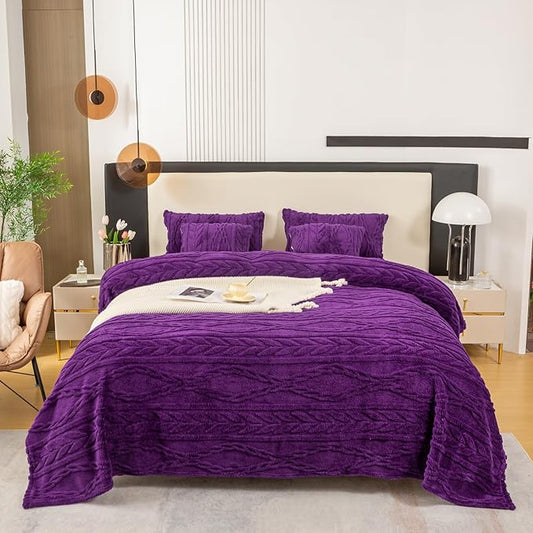 YUSOKI Sherpa Queen Size Blanket-3D Stylish Design Super Soft Fuzzy Cozy Warm Blanket Thick Plush Fluffy Furry Blankets for Teen Girls Women Couch Bed Sofa Chair Men Boys Gift(Purple,90"x90")