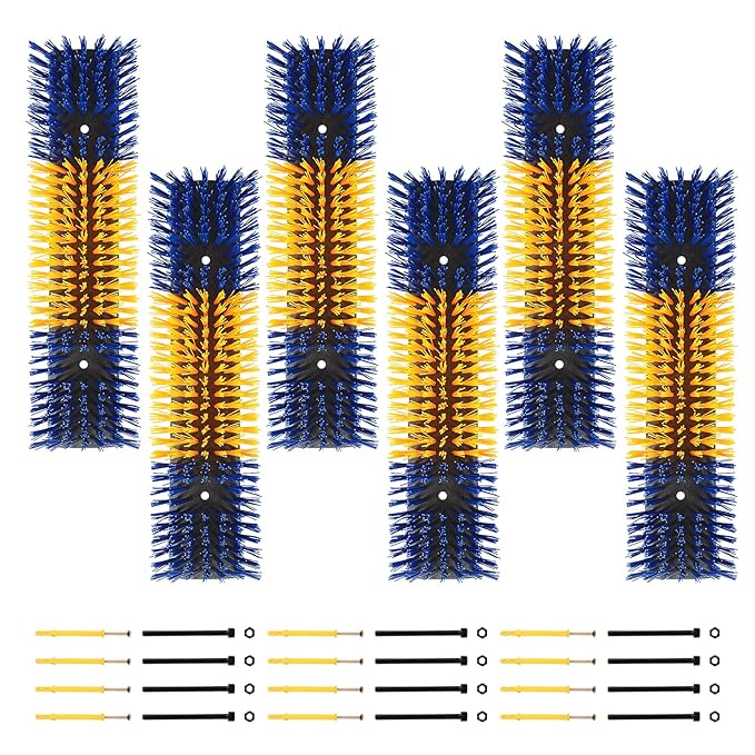 Livestock Scratch Brush for Cattle, Horses, Goats, Cow, Durable Scratching & Massage Grooming Tool for Healthy Coat, Relieves Itching, Easy Install on Fence Posts(6pcs, Yellow)