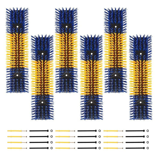 Livestock Scratch Brush for Cattle, Horses, Goats, Cow, Durable Scratching & Massage Grooming Tool for Healthy Coat, Relieves Itching, Easy Install on Fence Posts(6pcs, Yellow)