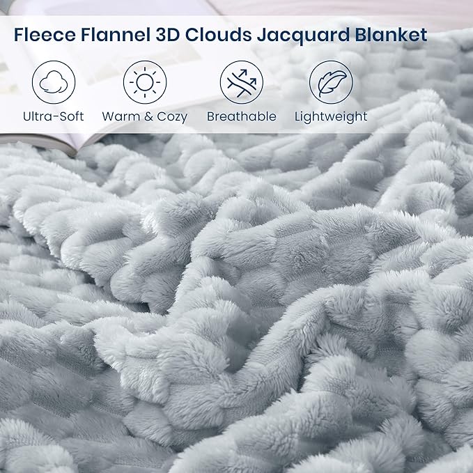 Monbix Haze Blue Fleece Throw Blanket for Couch- Room Decor Soft Cozy Blankets for Women, Lightweight Fuzzy Fleece Flannel Bed Blanket Suitable for All Seasons(60"×80",Haze Blue)