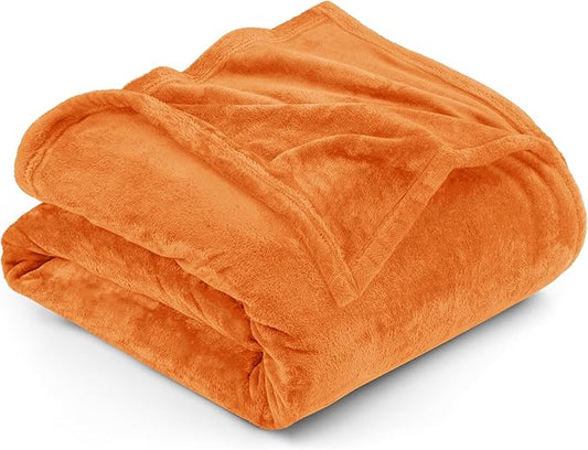 Utopia Bedding Fleece Blanket Twin Size Burnt Orange 300GSM Luxury Anti-Static Fuzzy Soft Microfiber Bed Blanket (60x80 Inch)