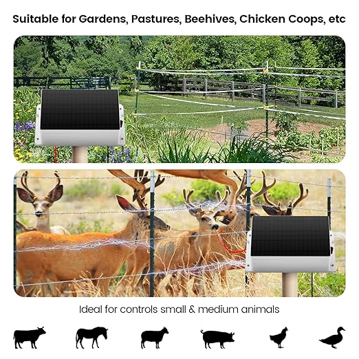 Solar Fence Charger, Briidea 5.6 Miles Solar Electric Fence Charger, 0.2 Joules, Preventing Predators from Intruding, IP66 Waterproof, Save Your Money
