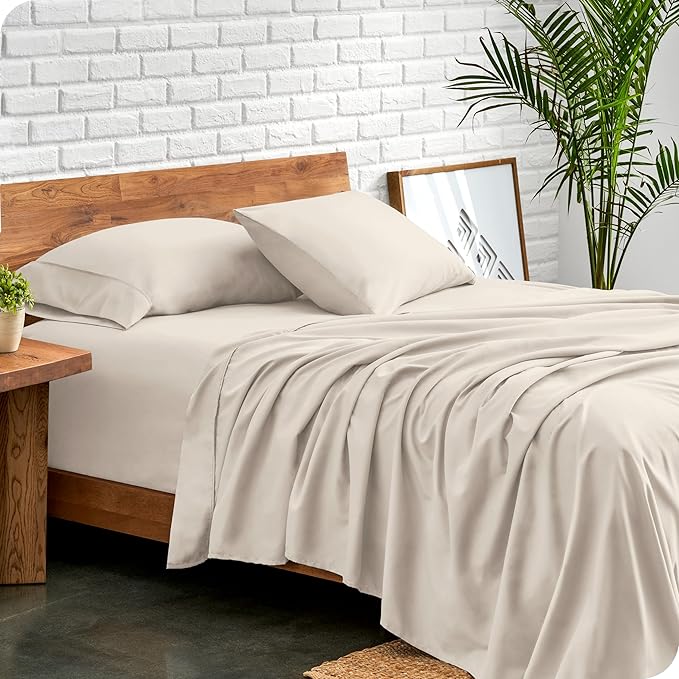 Bare Home King Sheet Set - Luxury 1800 Ultra-Soft Microfiber King Bed Sheets - Double Brushed - Deep Pockets - Easy Fit - 4 Piece Set - Bedding Sheets & Pillowcases (King, Wheat)