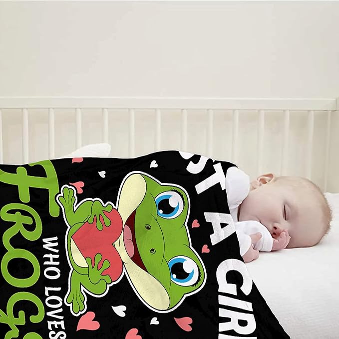 Just A Girl Who Loves Frogs Blanket Soft Blankets and Throws Flannel Cozy Lightweight Quilt Gift Perfect for Bed Sofa Couch-40 x30 Extra Small for Pets
