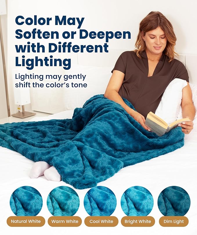 Everlasting Comfort Soft & Comfortable Teal Faux Fur Throw Blanket for Couch - (50"x65") Minky & Fluffy Fall Blankets & Throws, Plush Fuzzy Cover for Bed, Sofa & Living Room - Cozy Home Decor